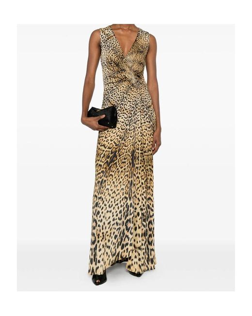 Roberto Cavalli Metallic Twisted Animal-Print Dress