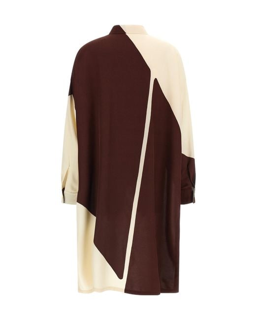 Alberta Ferretti Brown Color-Block Asymmetric Shirt