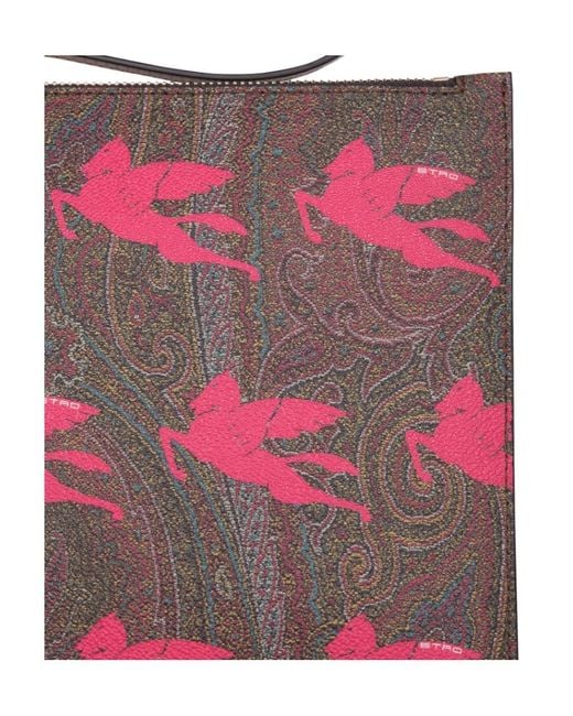 Etro Pink Pegasus Paisley-Print Clutch Bag