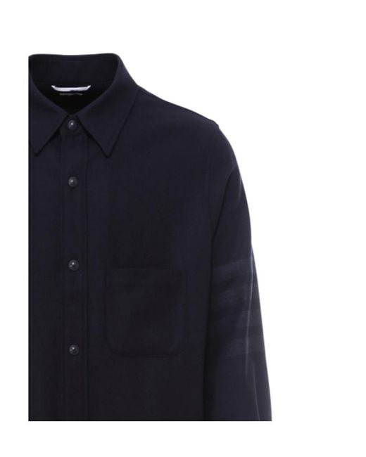 Thom Browne Blue 4-Bar Shirt Jacket for men