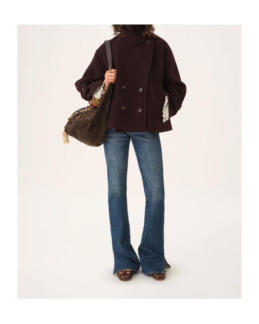 Chloé Purple Chloé Double-Breasted Oversized Short Coat