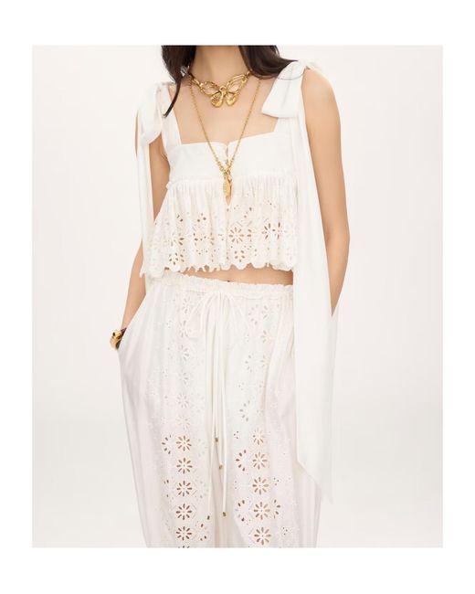 Chloé White Chloé Knotted-Strap Cropped Top