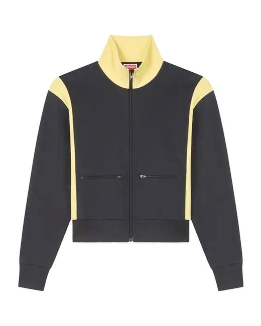 KENZO Blue Logo Detailed Zip-Up Jacket