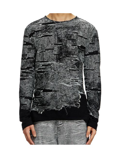 DIESEL Gray K-Cadmo Distressed Jumper for men