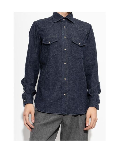 Eleventy Blue Long-Sleeved Shirt for men