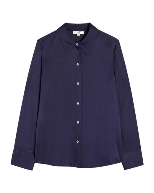 Vince Blue Stretch Silk-Blend Shirt