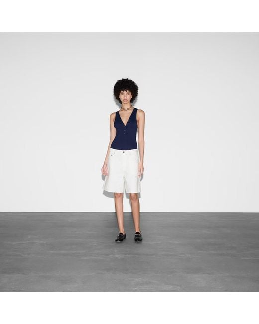 Gucci White Bermuda Gg Jacquard Denim Shorts