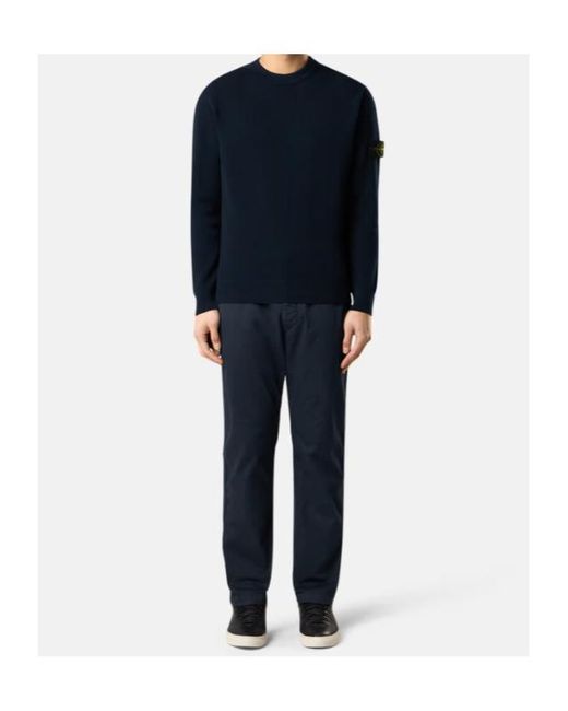 Stone Island Blue Regular-Fit Chino Pants With Pockets for men