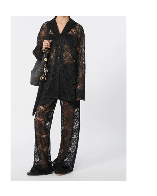 Sportmax Black Afoso Straight Leg Lace Trousers