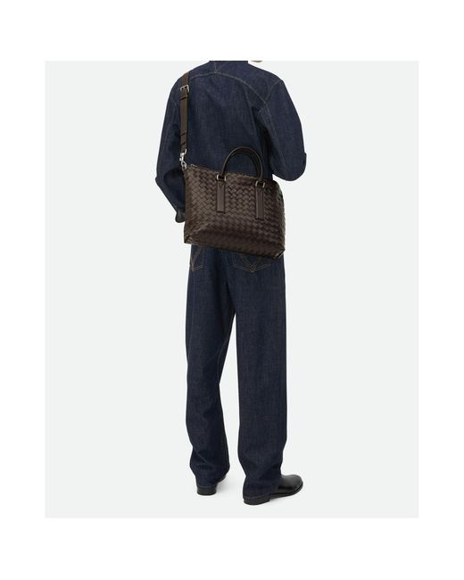 Bottega Veneta Black Intrecciato Zipped Briefcase for men