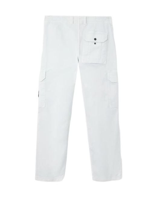 Stone Island White Logo-Patch Cargo Pants for men