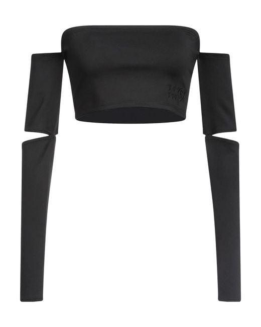 MM6 by Maison Margiela Black Solid-Colored Form-Fitting Cropped Top