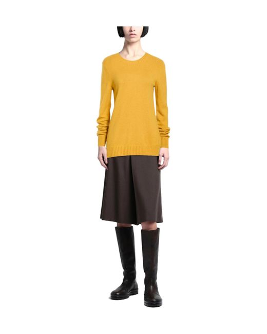 Max Mara Yellow Crew-Neck Knit Top
