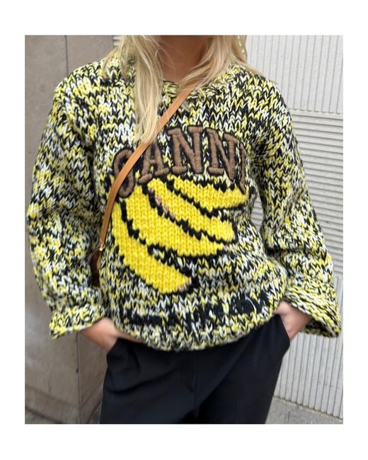 Ganni Green Banana Handknit Jumper