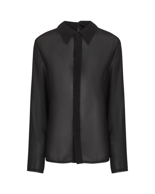 MM6 by Maison Margiela Black Asymmetric-Collar Shirt