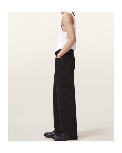 AllSaints Black Lenny Wide Leg Denim Jeans for men