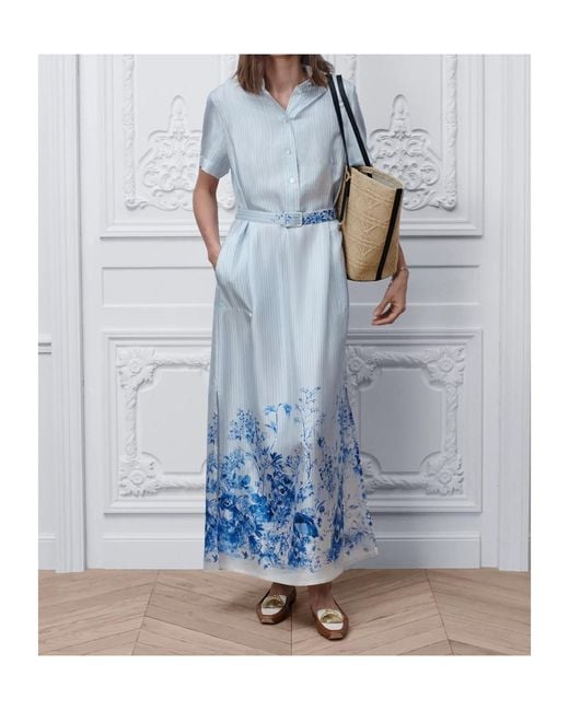 Dior Blue Iviera Long Belted Shirtdress