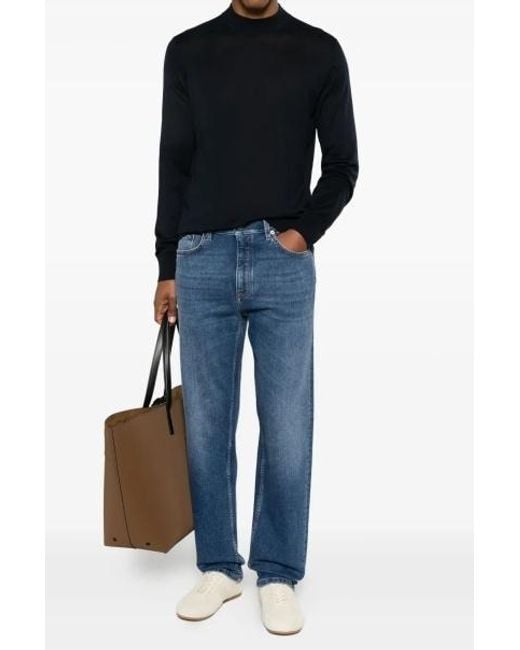 Brunello Cucinelli Blue Long-Sleeve Sweater for men