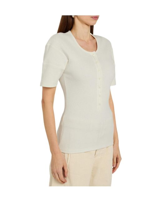 Lemaire White Ribbed Cotton-Blend Top