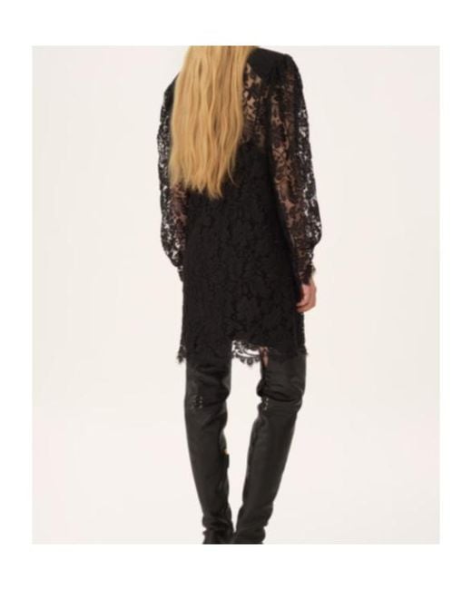 Chloé Black Floral-Lace High-Neck Dress