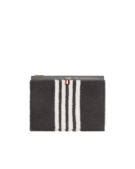 Thom Browne Black 4-Bar Stripe Document Holder for men