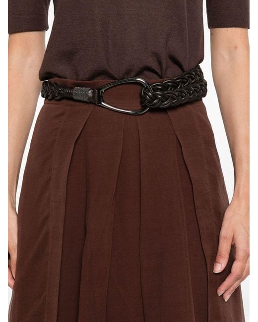Brunello Cucinelli Brown Pleated Midi Circle Skirt