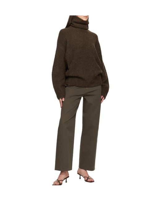 Totême Brown Loop Fleece Turtleneck Sweater