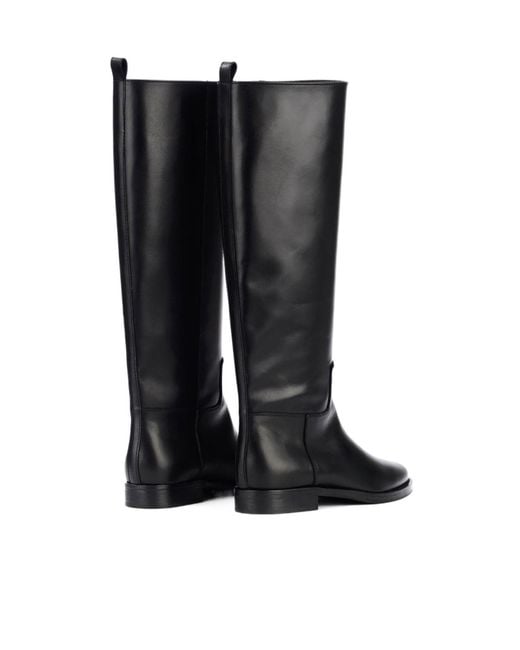Via Roma 15 Black Almond Toe Riding Boots
