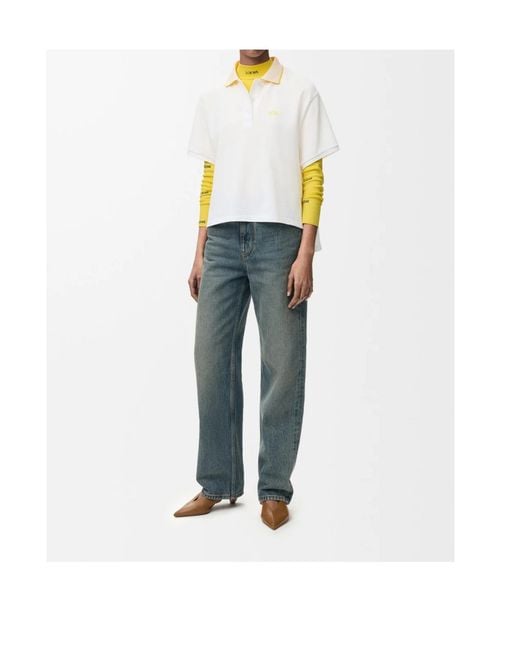 Loewe White Contrast Trim Polo Shirt