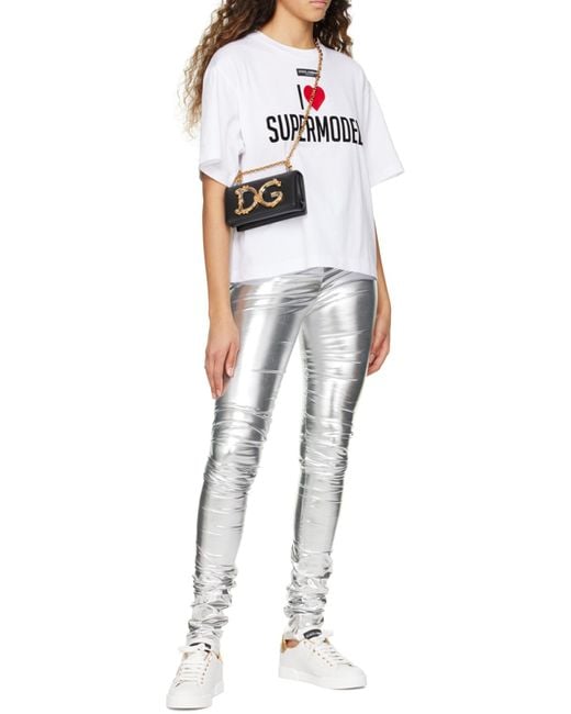 Dolce & Gabbana White Logo Plaque Lace-Up Sneakers