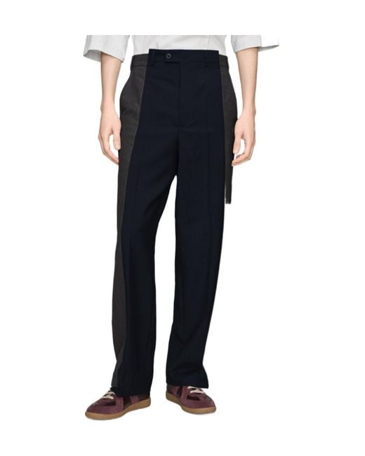 Maison Margiela Blue Two-Tone Wool Trousers for men