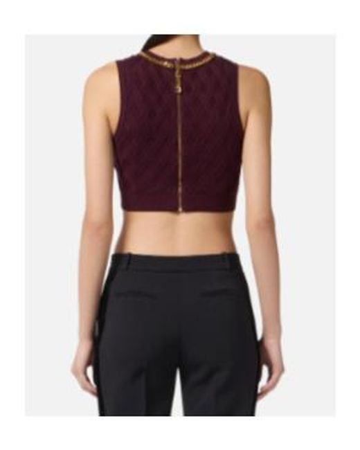 Elisabetta Franchi Purple Diamond Pattern Knitted Top