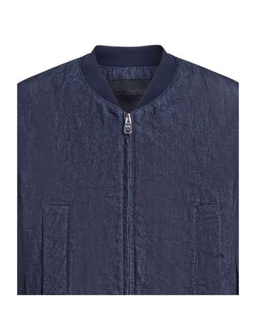 Dondup Blue Cropped Zip-Up Denim Jacket
