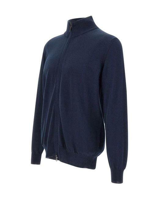 Kangra Cashmere Blue Kangra High Collar Zip Knitwear for men