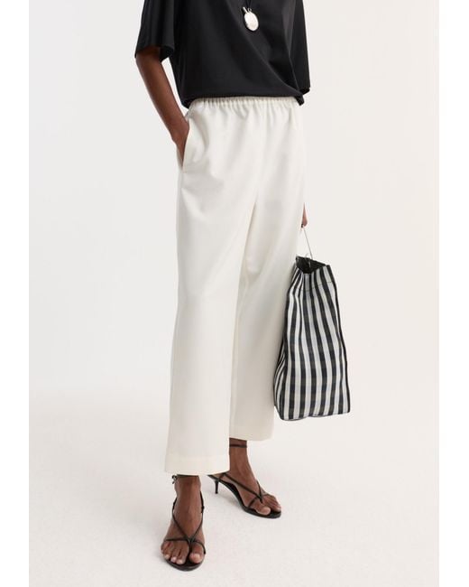 Rohe White Cropped Wide Leg Trousers