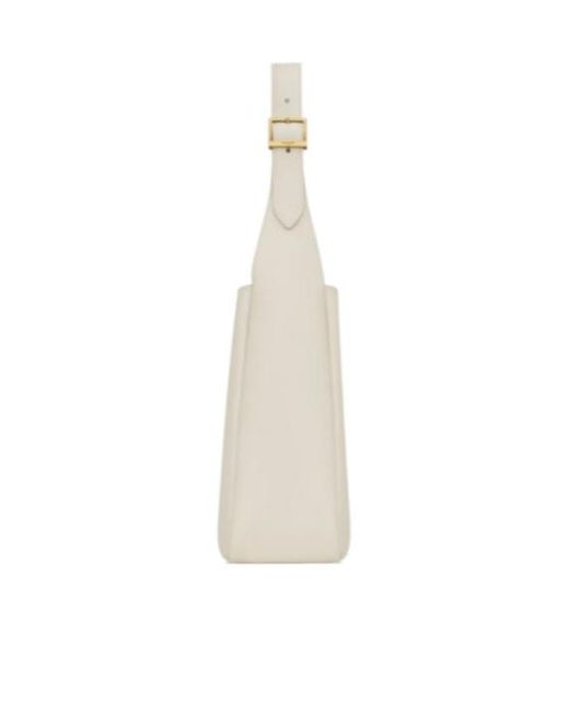 Saint Laurent White Le 5 À 7 Logo Plaque Shoulder Bag