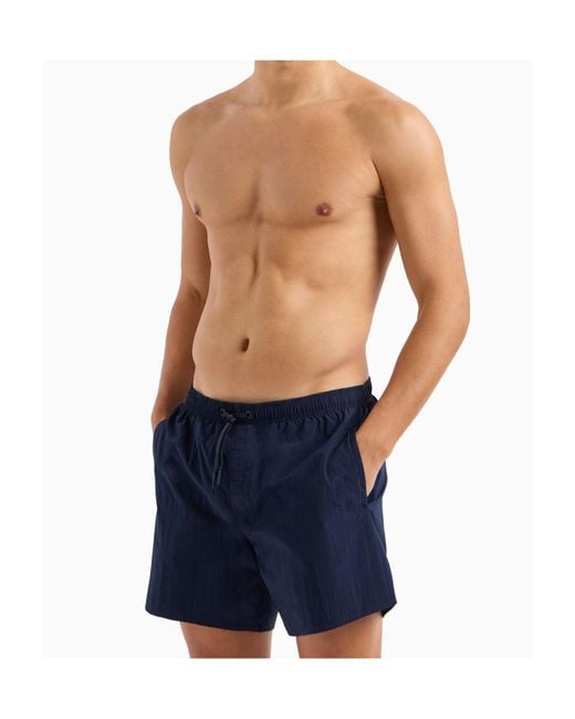 ARMANI EXCHANGE Blue Logo Swimming Trunks for men
