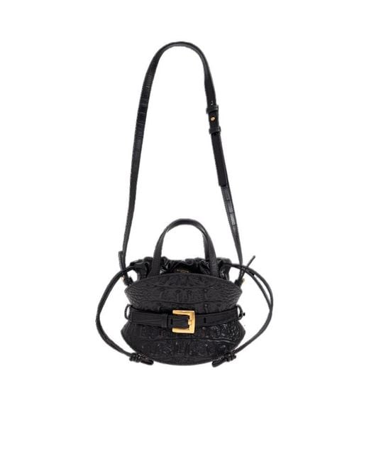 Balmain Black Embossed Shuffle Mini Handbag