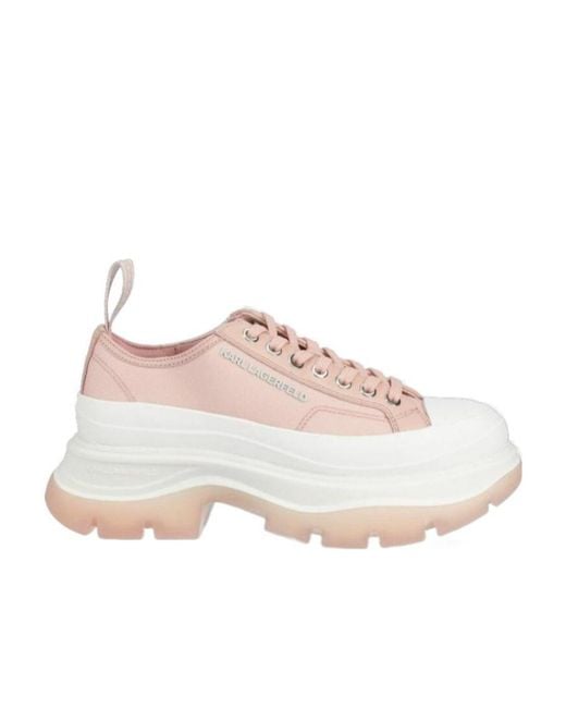 Karl Lagerfeld Pink Thick Sole Logo Lacing Casual Sneakers