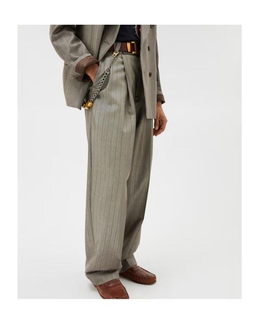 Versace Green Pinstripe Twill Oversized Pants for men