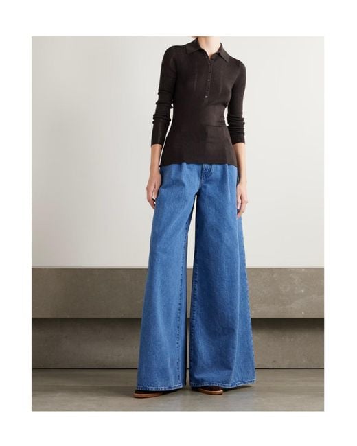 Gabriela Hearst Black Long-Sleeved Knit Polo Shirt