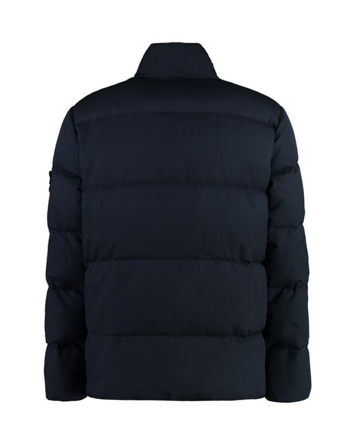 Stone Island Blue Logo Patch Zipped Padded Jacket for men