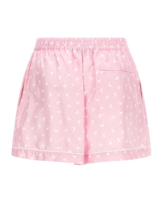 Moschino Pink Allover Printed Elastic Waist Shorts