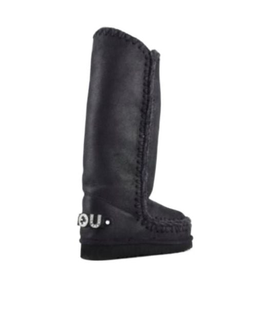 Mou Blue Glitter Logo Eskimo Boots