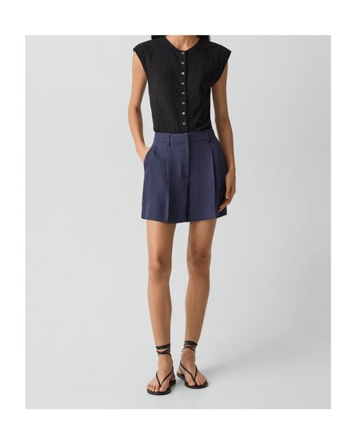 Theory Blue Fluid Pleat Short