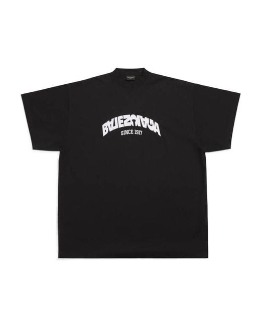 Balenciaga Black Flip Logo Printed Oversized T-Shirt for men