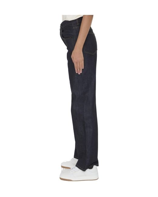 Saint Laurent Blue High-Rise Straight Leg Jeans