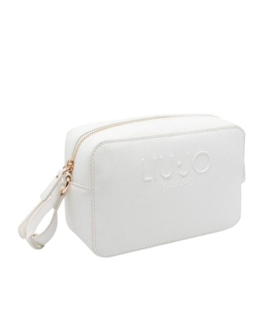 Liu Jo White Logo-Embossed Zipped Crossbody Bag
