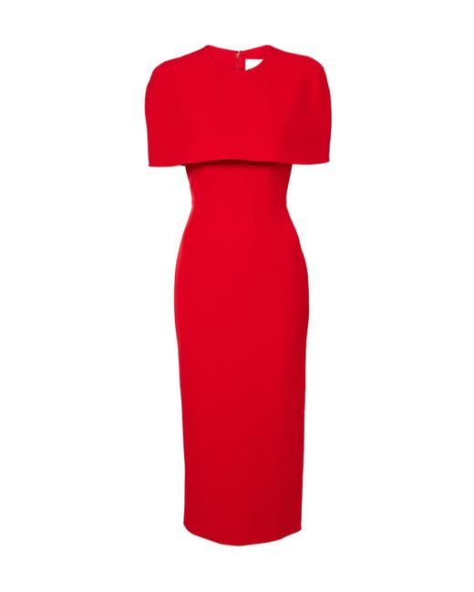 Roland Mouret Red Caped Midi Dress