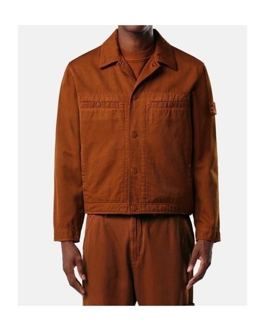 Stone Island Brown Coach Jacket With Anti-Drop Finish for men